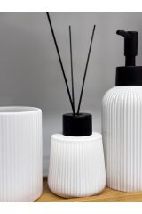 BAMBU TABAKLI SERAMİK 3 LÜ BANYO SETİ Beyaz