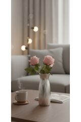 CAM GOLD-GÜMÜŞ KAPLAMA ŞIK TASARIM VAZO(24 CM)SALON ODA OFİS ÇEYİZ HEDİYELİK(ÇİÇEK DAHİL DEĞİL) Gümüş