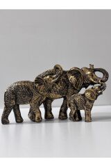 DEKORATİF MODERN ŞIK TASARIM FİL AİLE BİBLO (15CM BOY-30CM EN )DOĞUM GÜNÜ HEDİYELİK ÇEYİZ EV YAŞAM Bakir