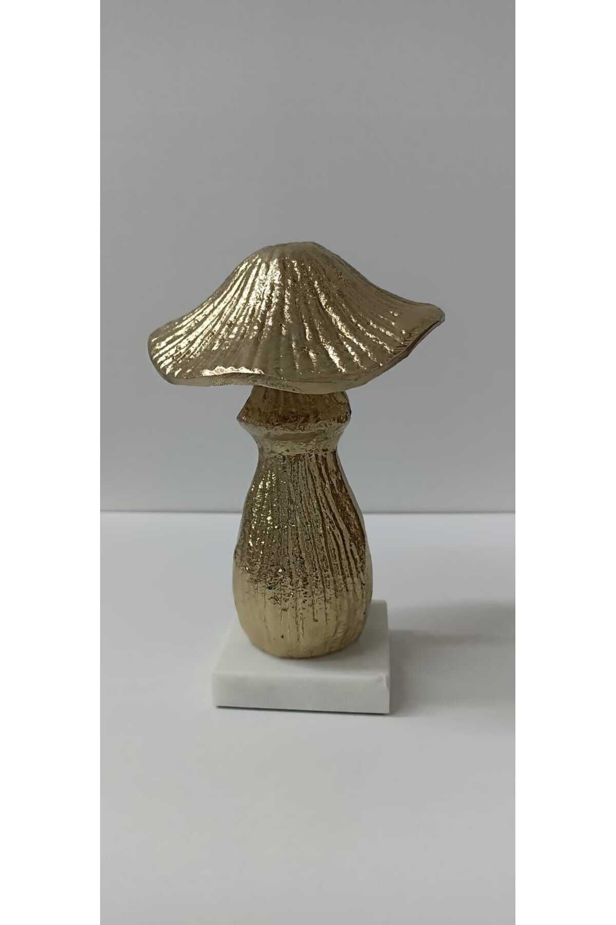 Aluminyum Döküm Obje Mantar Gold (15 Cm ) Gold