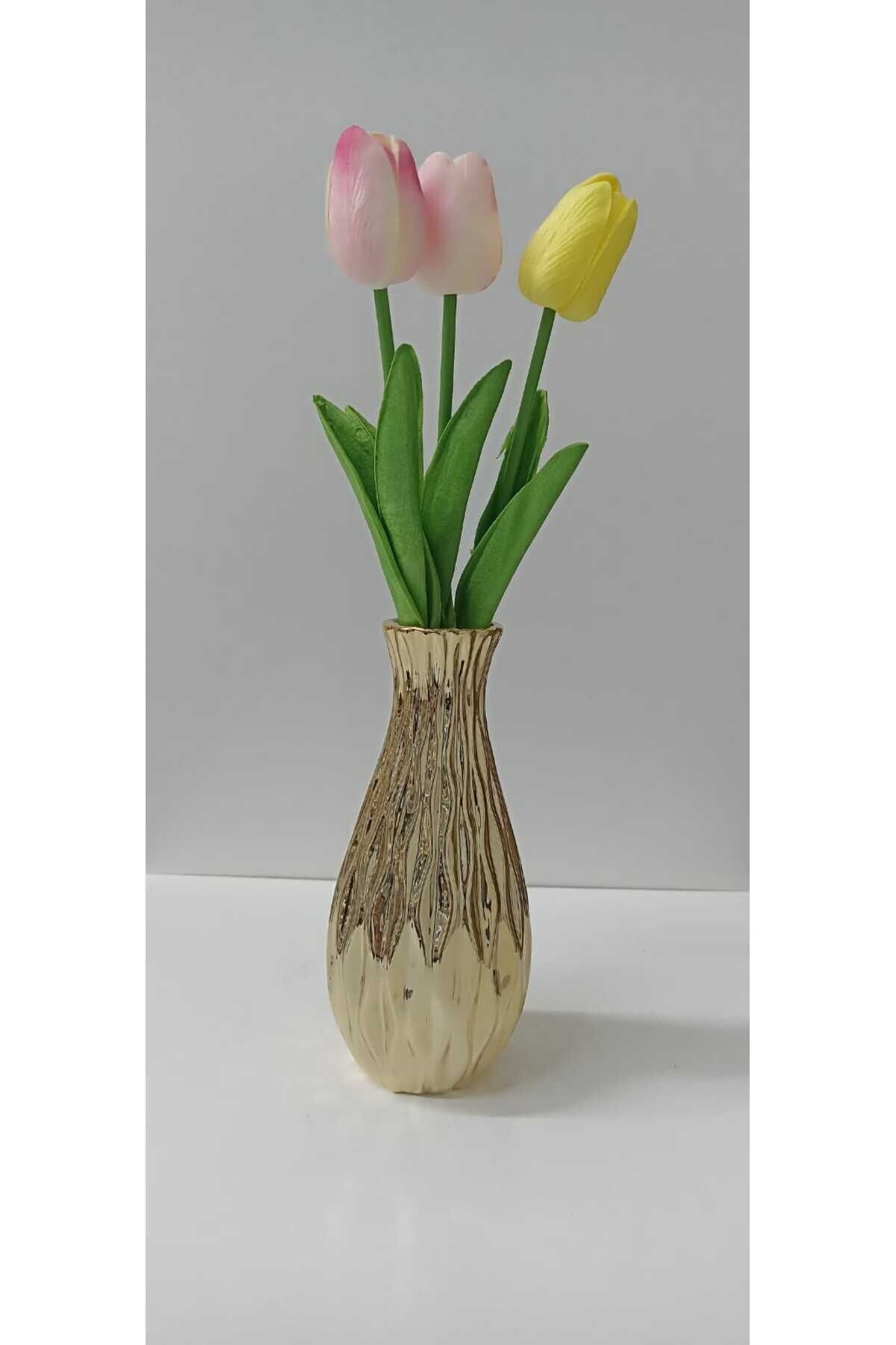 Cam Gümüş Kaplama Vazo (18 Cm ) Altin