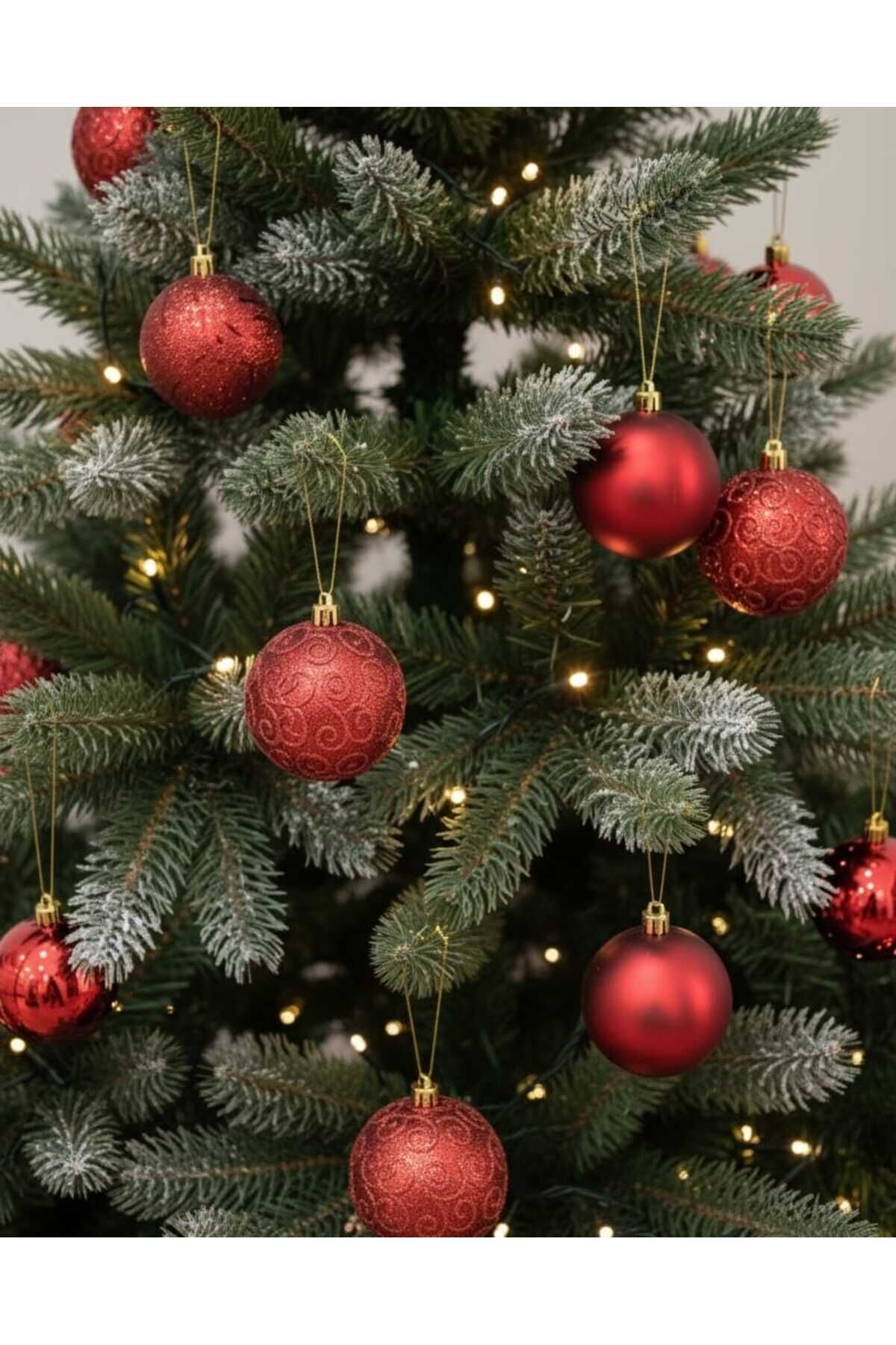 16 LI YENİ YIL SÜSÜ KALİTELİ KUTU İÇERİSİNDE NOEL YILBAŞI HEDİYE ÇAM AĞACI KARDAN ADAM Kırmızı