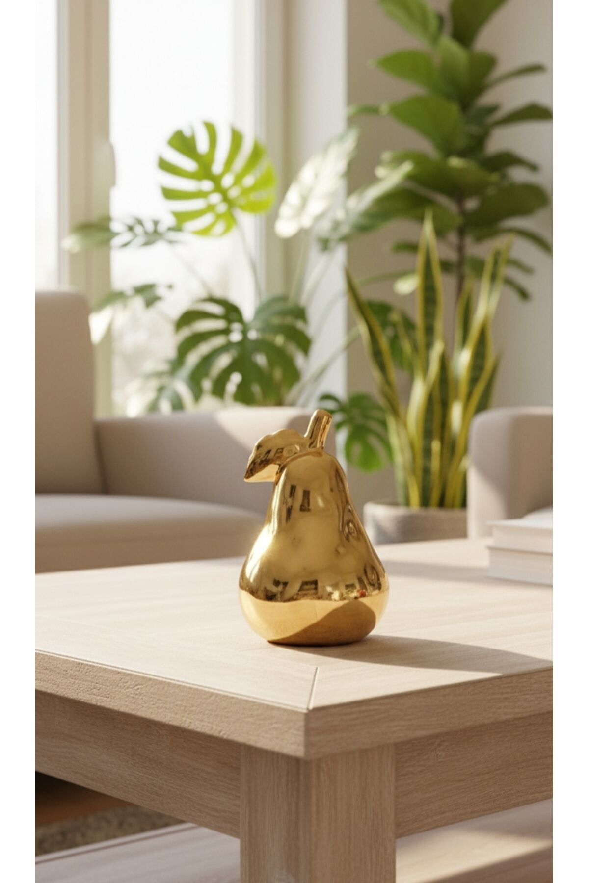 Dekoratif Armut Gold (küçük Armut 10 Cm Boy, 6 Cm En ) Tek Adet Altin