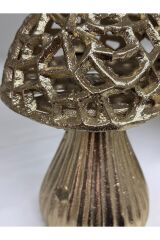 ŞIK TASARIM ( GÜMÜŞ - GOLD )ALÜMİNYUM DÖKÜM MANTAR HEDİYELİK BİBLO (20 CM ) Altin