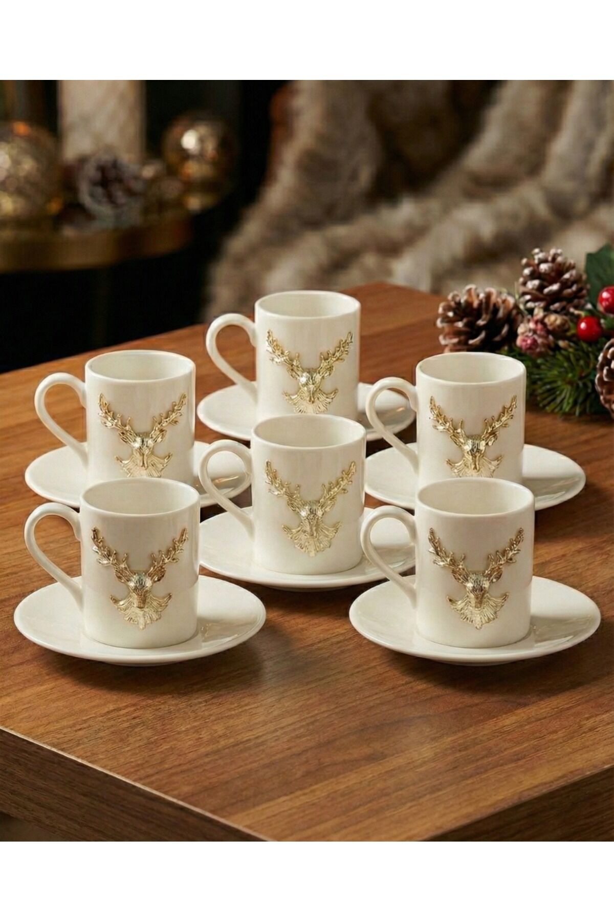 GEYİK MODEL 6 KİŞİLİK PORSELEN KAHVE FİNCANI Gümüş