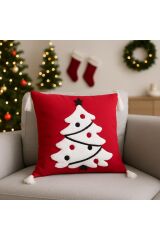 40*40 YENİ YIL TEMALI KIRLENT KILIFI ( GEYİK -ÇAM AĞACI- KARDAN ADAM-MERRY CHRİSTMAS) Kırmızı Çam Ağaci